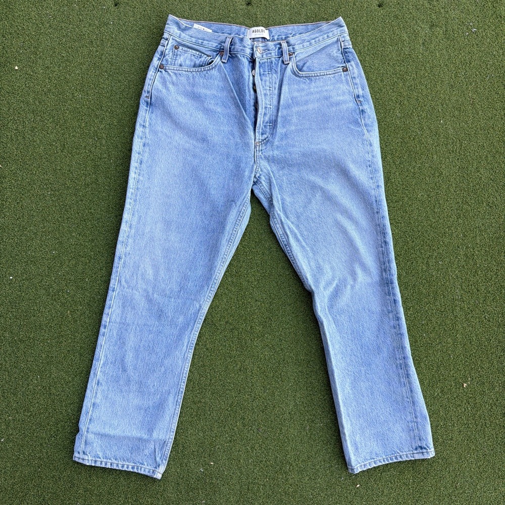 Agolde Size 30 Riley High Rise Straight Crop Jeans Button Fly